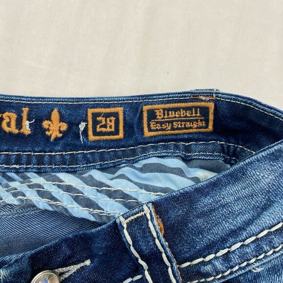 Rock Revival Straight Leg Low Rise Jeans Blue Bluebell Bling Y2K Womens 28 - Picture 7 of 13
